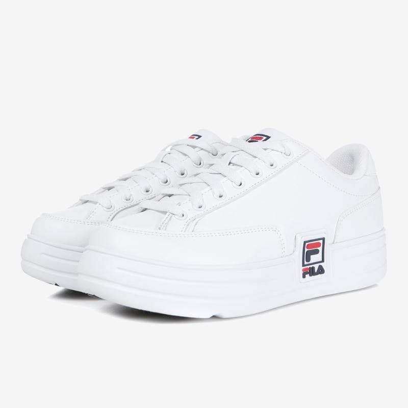 FILA Korea Funky Tennis White Platform Sneakers, retailing at SGD118.50 at StyleupK