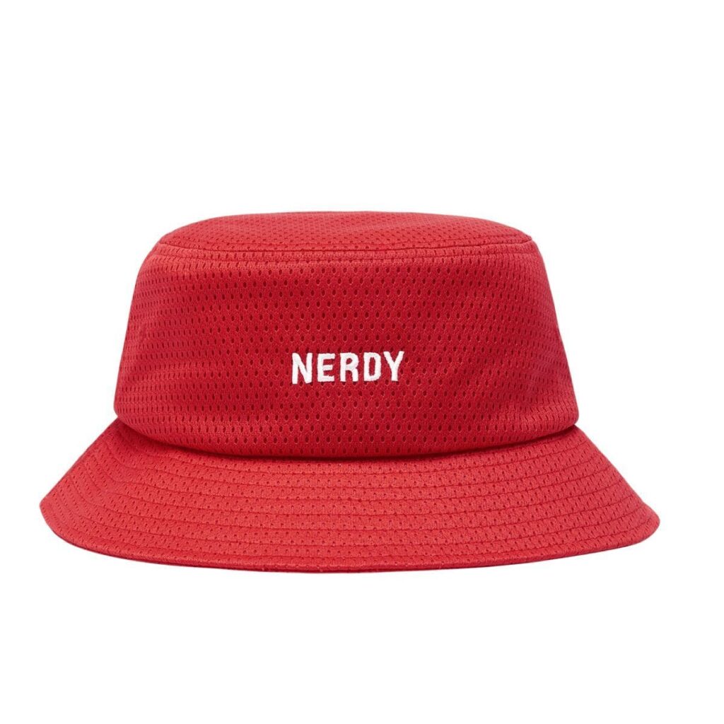 NERDY Mesh Bucket Hat Red, retailing at SGD65 at StyleupK