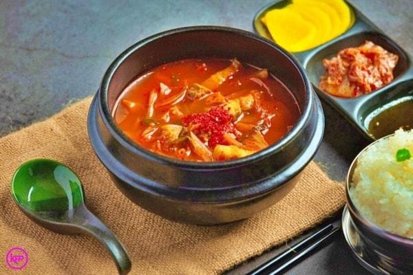 Korean dishes with kimchi