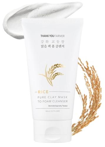 THANK YOU FARMER Rice Pure Clay Mask to Foam Cleanser