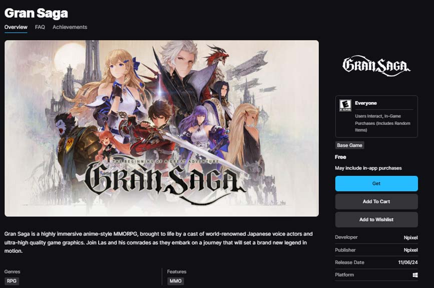 Gran saga global release date download today epic games